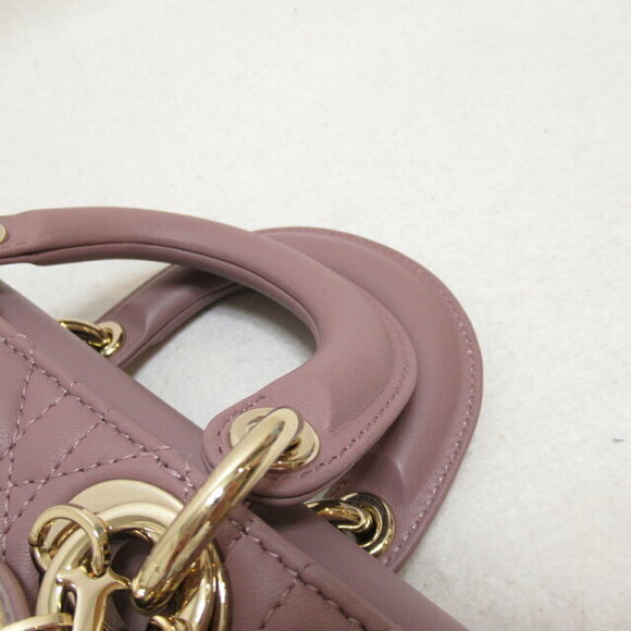 Dior Lady Dior Tote Bag Lambskin Sheepskin Purple Lavender - Picture 9 of 9